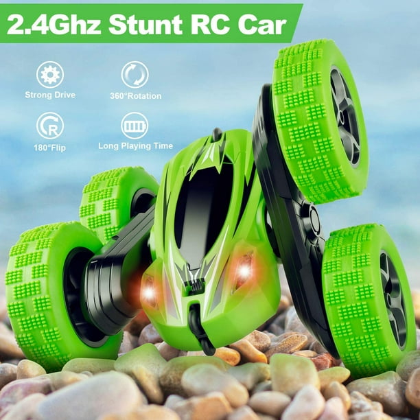 RC Cars Stunt Car Toy Green PUPOUSE Remote Control Car for Boys 4WD 2.4Ghz Double Sided 360° Rotating RC Vehicles LED Headlights Kids Xmas Birthday Toy Cars with 2 Rechargeable Batteries RC Cars Stunt Car Toy Green PUPOUSE Remote Control Car for Boys 4WD 2.4Ghz Double Sided 360° Rotating RC Vehicles LED Headlights Kids Xmas Birthday Toy Cars with 2 Rechargeable Batteries